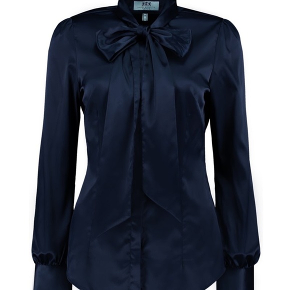 navy satin blouse uk